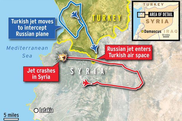 Map-showing-where-Russian-jet-was-shot-down-by-Turkey